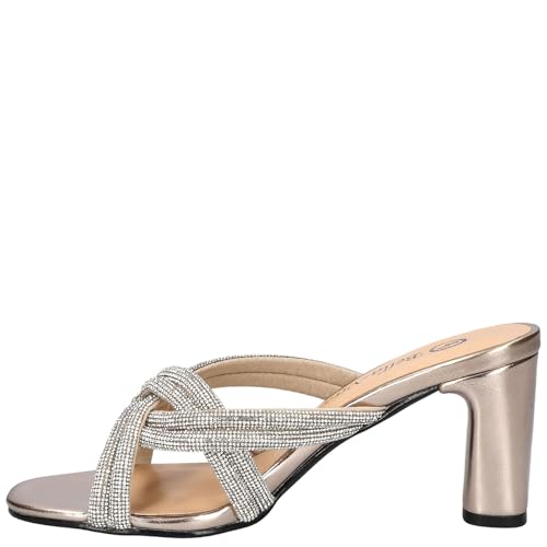 Bella Vita Womens Carmen Faux Leather Rhinestone Heels Gold 7.5 Wide (C,D,W)4