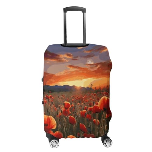 Carry on Luggage Cover Red Poppy Flower Field Suitcase Covers for Luggages Tsa Approved Travel Luggage Sleeve Protector Elastic Suitcase Protector Anti-Scratch Washable Fits 19-30 Inch Case -M4
