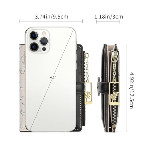 Image of GAEKEAO Small Wallets for Women RFID Blocking Bifold Floral Vegan Leather Wallet Card Holder with Zipper Pocket ID Window