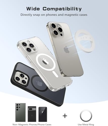 Image of RIGGEAR Soft Silicone Magnetic Phone Grip, Finger Loop Ring Holder Compatible with MagSafe iPhone Models and Magnetic Phone Cases (White)