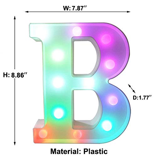 Image of Pooqla Colorful LED Marquee Letter Lights with Remote - Light Up Marquee Signs - Party Bar Letters with Lights Decorations for The Home - Multicolor B