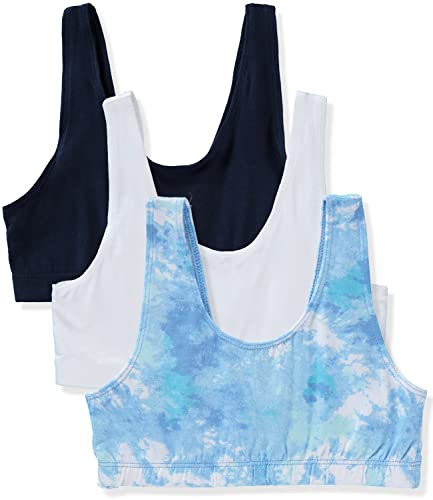 Girls Training Bra Cotton Stretch Bralette Sports Bra, 3-Pack (7-14)