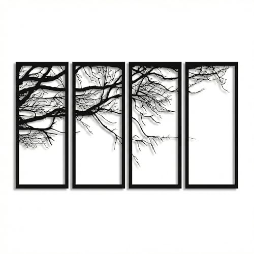 DEKADRON Metal Wall Art - Tree of Life 4 Pieces, Tree Sign, Wall Decor, Interior...