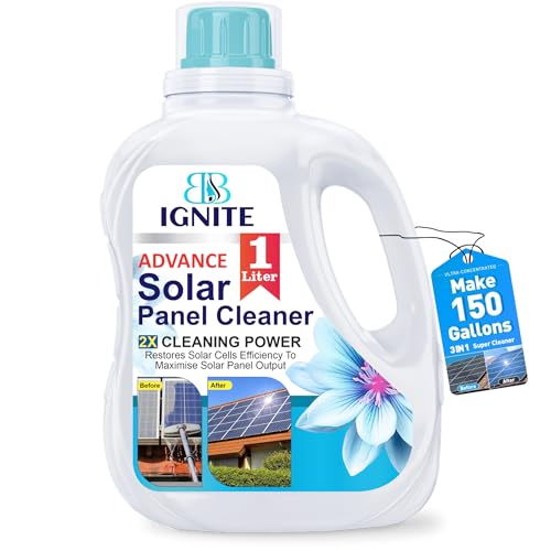 Image of IGNITE Advance Solar Panel Cleaner Liquid - 1000ml | Removes Dust, Bird Droppings, Pollen | Enhances Efficiency | Safe for All Panels