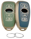 REPROTECTING TPU Key Fob Cover Compatible with Subaru Ascent BRZ Crosstrek Forester Impreza Legacy Outback WRX WRX STI XV Crosstrek (Grey/Green)