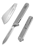 OLITANS T029 Folding Scalpel Knife, Slim Titanium alloy handle, 60 Stainless Steel Blade Pocket Knife 1.23oz