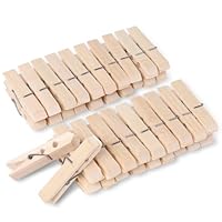 Chyaya 40 Pack Natural Wooden Pegs,Heavy-Duty Clothes Pegs with Spring,Pegs for Washing Line for Photos & Craft,DIY,Laundry,Food Packaging,Home Organization - Rust-Resistant