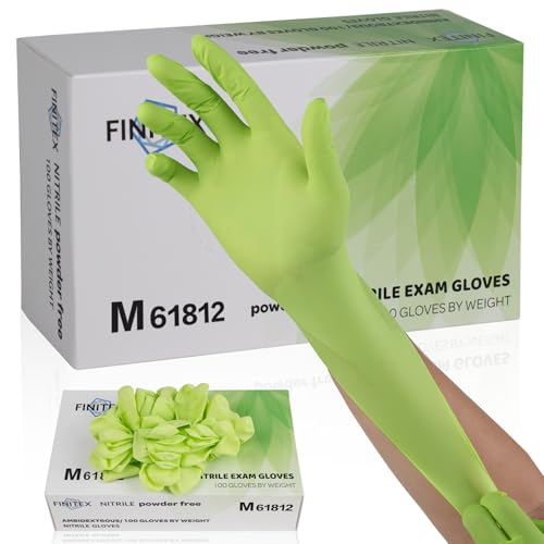 Image of Nitrile Disposable Green 3.5mil Powder-Free Latex-Free Medical Food Gloves | Powder-free, Latex-free,Food-grade,Industrial-grade,Green,Comfortable fit,Examination,Food Use,House Home Cleaning