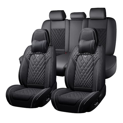 Image of Car Seat Covers for Chevrolet Equinox 2005-2026, Premium Nappa Leather Waterproof & Anti-Slip, Full Coverage Customized fit Chevrolet Equinox Seat Covers Full Set (5 Seats Luxury,Black)