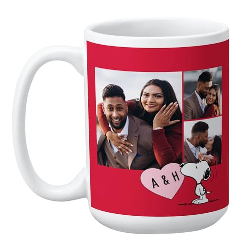 Let's Make Memories Official PEANUTS Personalized Photo Mug - Custom Coffee Mug - Valentines Day - Galentines Day - For Boyfriend Girlfriend Him Her -15 oz - White