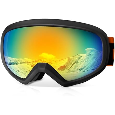 COOLOO Kids Ski Goggles, OTG Kids Snowboard Goggles, Anti Fog Snow Goggles for Boys Girls Toddler Age 3-10, UV Protection Cover