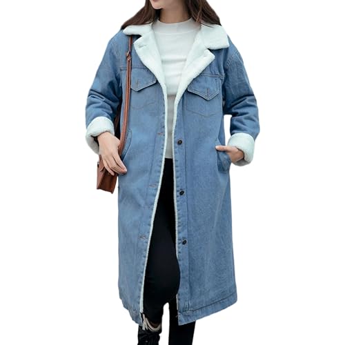 Veste en jean doublée en polaire femme longue veste d'hiver