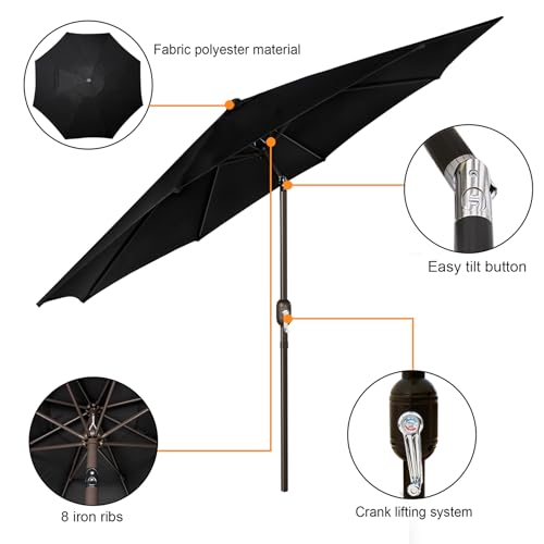 blissun 939 outdoor patio umbrella outdoor table umbrella yard umbrella market umbrella with 8 sturdy ribs push button tilt and crank