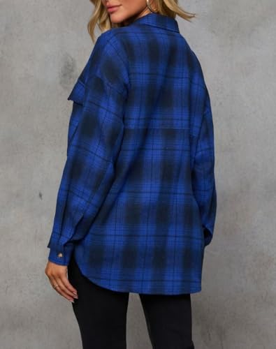 Image of Lacozy Womens Buffalo Plaid Flannel Shirt Long Sleeve Collar Button Down Blouses Tops
