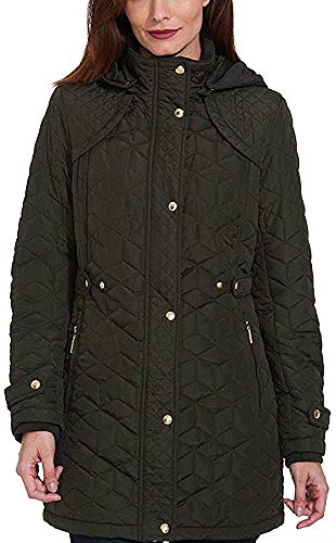 Weatherproof Garment Co. Womens Hooded Midweight Quilted Walker Jacket (M, Green)