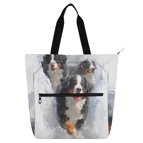 Bolsa de biblioteca de perro de montaña con asas, ideal para escuela y compras