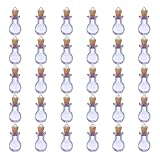 sourcing map 30 mini frascos de vidrio, frascos pequeños y bonitos frascos de vidrio, frascos colgantes, frascos pequeños con tapones de corcho y tornillos de ojo para manualidades, recuerdos de boda