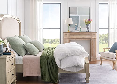 Image of 1pc Sage Green Pillow Cover 18x18 Boho Throw Pillow Covers Decorative Pillow Shams Stone Washed Cotton Pillowcase for Couch Sofa Chair Bed Car