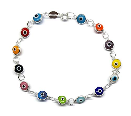 MYSTIC JEWELS By Dalia - Silver Good Luck Eye Bracelet with Tiny Eyes - 7.5