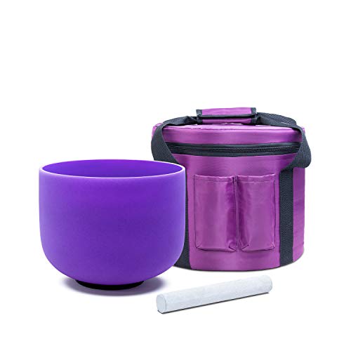 KVKA-Frosted-Crystal-Singing-BowlB-Note-Crown-Chakra-8-inch-with-Carrying-Case-Purple