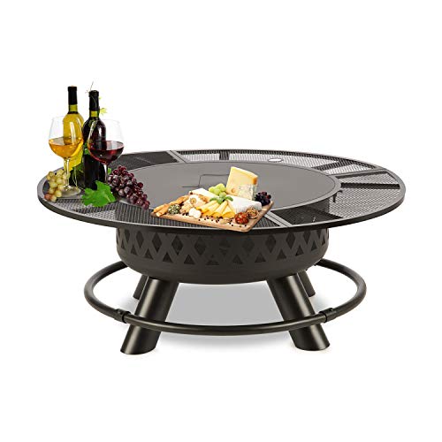 Blumfeldt Rosario 3-in-1 Feuerschale als Feuerstelle, Grill und Tisch