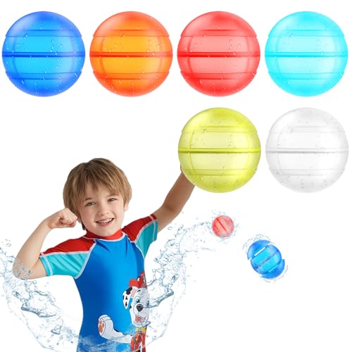 6 Stück Wiederverwendbare Wasserballons, Eine Sekunde Schnellfüller Wasserbomben Bomben Set, Einfach zu Lagern Pool Spielzeug Wasserball für Sommer, Schwimmbad, Strand, Garten, im Freien 6 Stück Wiederverwendbare Wasserballons, Eine Sekunde Schnellfüller Wasserbomben Bomben Set, Einfach zu Lagern Pool Spielzeug Wasserball für Sommer, Schwimmbad, Strand, Garten, im Freien