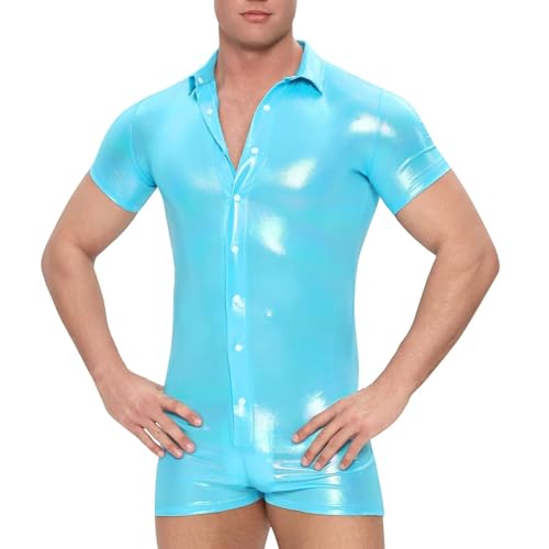 Combinaison une pièce homme Landofgenie, pyjama manches courtes métal optique