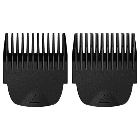 2 Professional Hair Trimmer Guards Cutting Guides Fits for Manscaped The Lawn Mower 4.0, Black Coded Trimmer Combs Replacement - Guard Number: #1 and #4 (Length: 1/8 inch and 1/2 inch) Cover