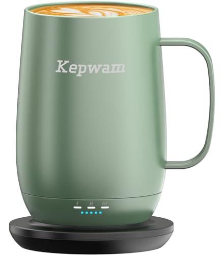 Kepwam Smart Heated Coffee Mug T2-Plus, 20oz Rechargeable Self Heating Coffee Mug with 8-Hour Battery & Temp Control, Perfect Coffee Warmer Gift for Men Women