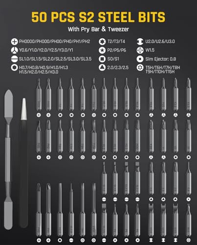 Fanttik E1 Ultra Mini Electric Screwdriver, Precision Electric Set, 50-in-1 Magnetic Bits, Magnetic Rotatable Storage, 5/32''Hex, Electric Screwdriver for Electronics Phone Camera Laptop Watch