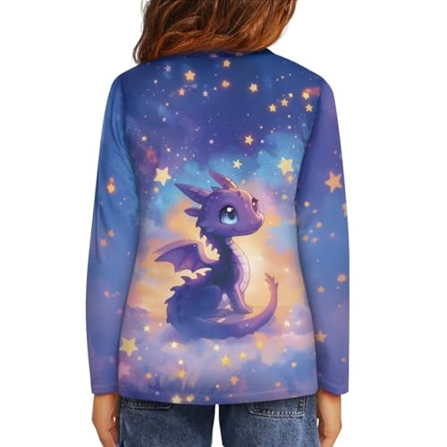 Image of Girls Long Sleeve Shirts Casual Crewneck Soft T-shirts for Girls 3-16 Years Old
