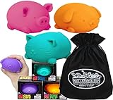 Schylling Nee Doh Cool Cats, Dig' It Pig & Funky Pup...Groovy, Squishy, Squeezy, Stretchy Stress Fidget Animals Gift Set Bundle with Storage Bag - 3 Pack (Assorted)