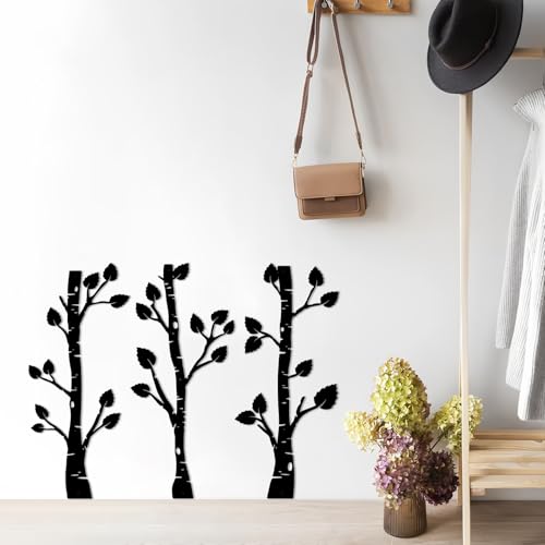 ShxTrade Metal Tree Wall Decor, Birch Tree Wall Art, Tree Branches Vertical Metal Wall Rustic Wall Sculpture for Home Living Room Bedroom Bathroom (Black) - Image 4