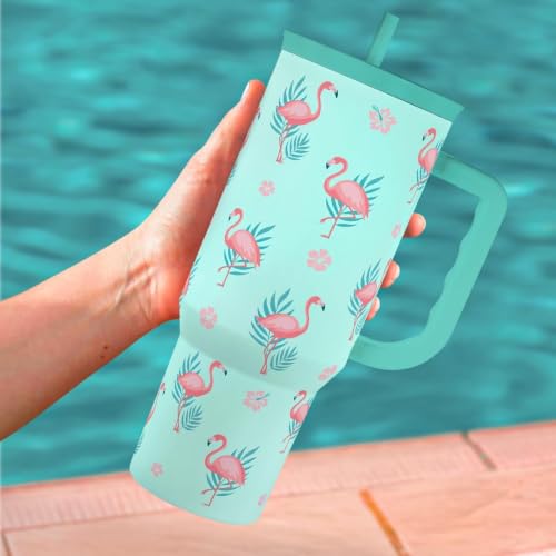 Image of Flamingo Tumbler, Stainless Steel Insulated Tumblers Coffee Mug Cup with Handle, Gifts for Women Girls on Birthday Christmas Summer, 40oz