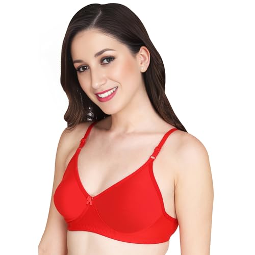 Image of Padded Everyday Bra for Women - Made of Pure Cotton Full Coverage Non Wired Seamless Pushup Soft Cup for T-Shirt Saree Dress Sports Garment for Daily Use Everyday