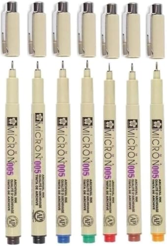 PIGMA MICRON Sakura 005 - zestaw 7 Kolorów. zestaw 7 Finelinerów i 1 karta
