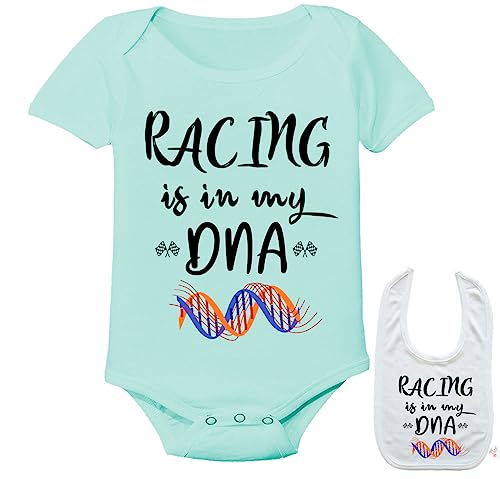 Image of Racing is in my DNA -Cute Car Racing outdoor sports Baby bodysuit onesie & bib