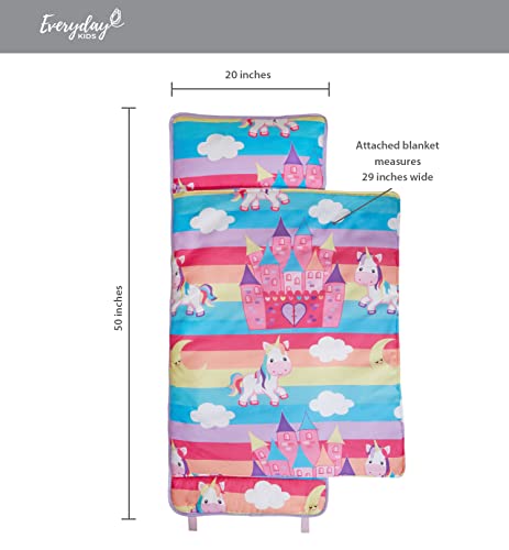 Everyday Kids Nap Mat With Removable Pillow - Unicorn Dreams - Carry Handle With Straps Closure, Rollup Design, Soft Microfiber For Preschool, Daycare, Travel Sleeping Bag - Ages 3-6 Years #TOP4