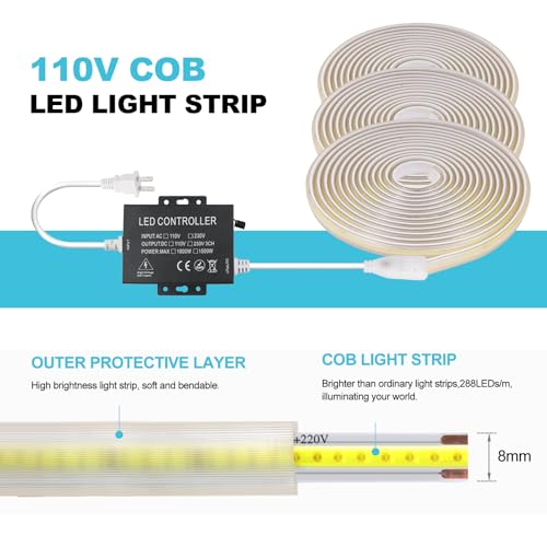 Tira de LED COB KISUFU 110V 0.5m Dimable Resistente Agua miniatura 3