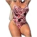 Juss Maillots de bain une pièce pour femme Imprimé floral gainant le ventre - Rouge - S