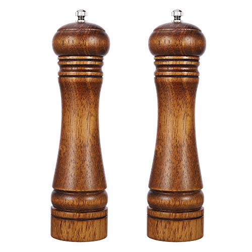 AIM Cloudbed - Juego de 2 molinillos de sal y pimienta de madera, molinillos de sal de cerámica ajustables para uso doméstico y cocina de 8 pulgadas