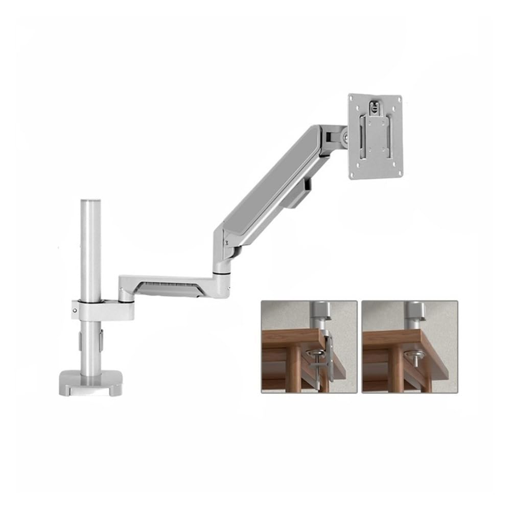 SaryEdge Height - Adjustable Monitor Stand Arm Single Monitor Mount, Adjustable Monitor Arm Desk Mount Fits 17-32 inch Screen, Holds 19.8lb, Full Motion Gas Sp,Silver-300mm