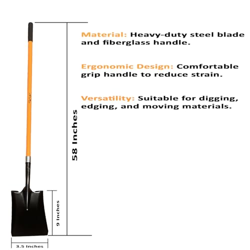 image for AshmanOnline Ashman Heavy-Duty Transfer Shovel (1 Pack) with 47-Inch l