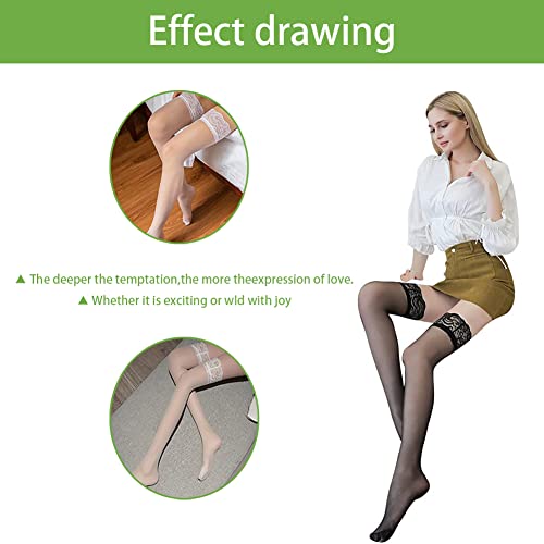 Confonze Women's Opaque Thigh High Stockings with Anti-fall Lace Top3