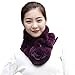 Fur Scarf Women Genuine Rex Rabbit Fur Knitted Neckerchief Neck Warmer Winter (Dark Purple)