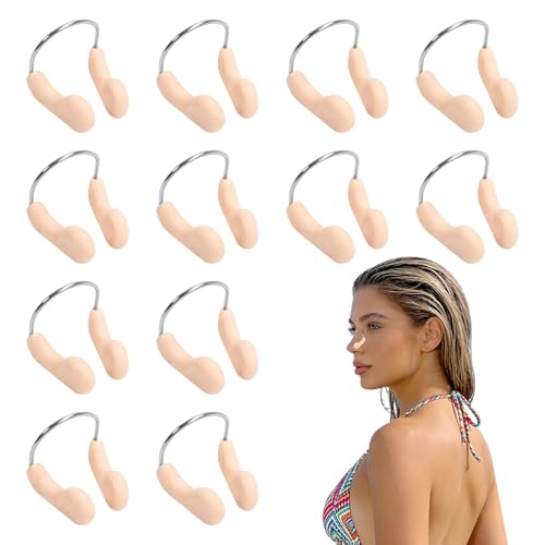 Youkly Nose Clips Swimming, 12 pcs Unisex Adult Kids Swimming Nose Clip, Training Nose Plugs Swimming Competition Protector, for Water Sports Pool & Training