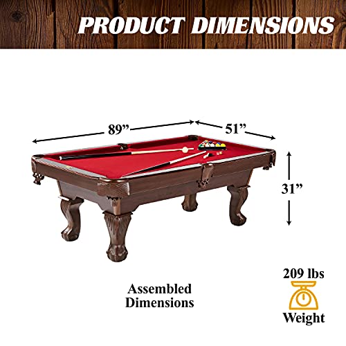 Barrington Billiards Madison 90'' Billiard Table Set With Cue Rack, Red/Brown #TOP1