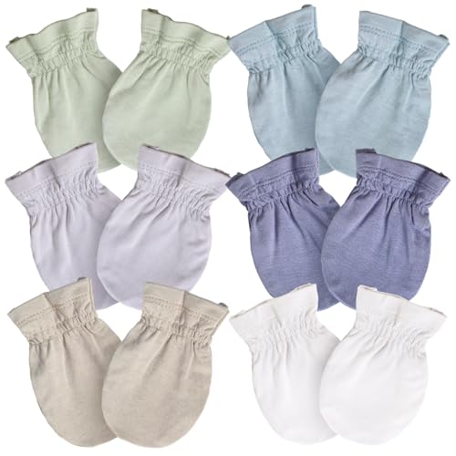 SuperSoft Baby Mittens, Bamboo Viscose Infant Newborn Mittens for Girls Boys No Scratch Gloves 6 Pack