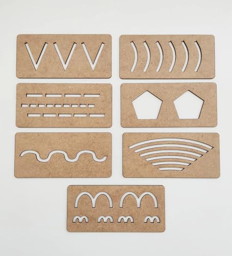 Image of Cliths 25-Piece Wood Handwriting Stencil Set Toy - Perfect for Kids & Preschoolers, Montessori Geometric Pattern Stencils