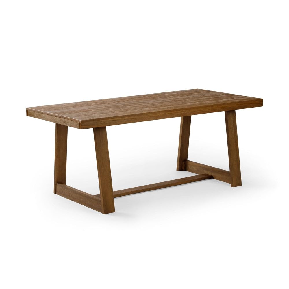 Plank+Beam Classic 72 Inch Dining Table, Rectangular, Pecan Wirebrush | Non-Toxic Finishes, Versatile Design, Farmhouse Design, Elegant Details, Easy Assembly, Quick Setup, Solid Wood